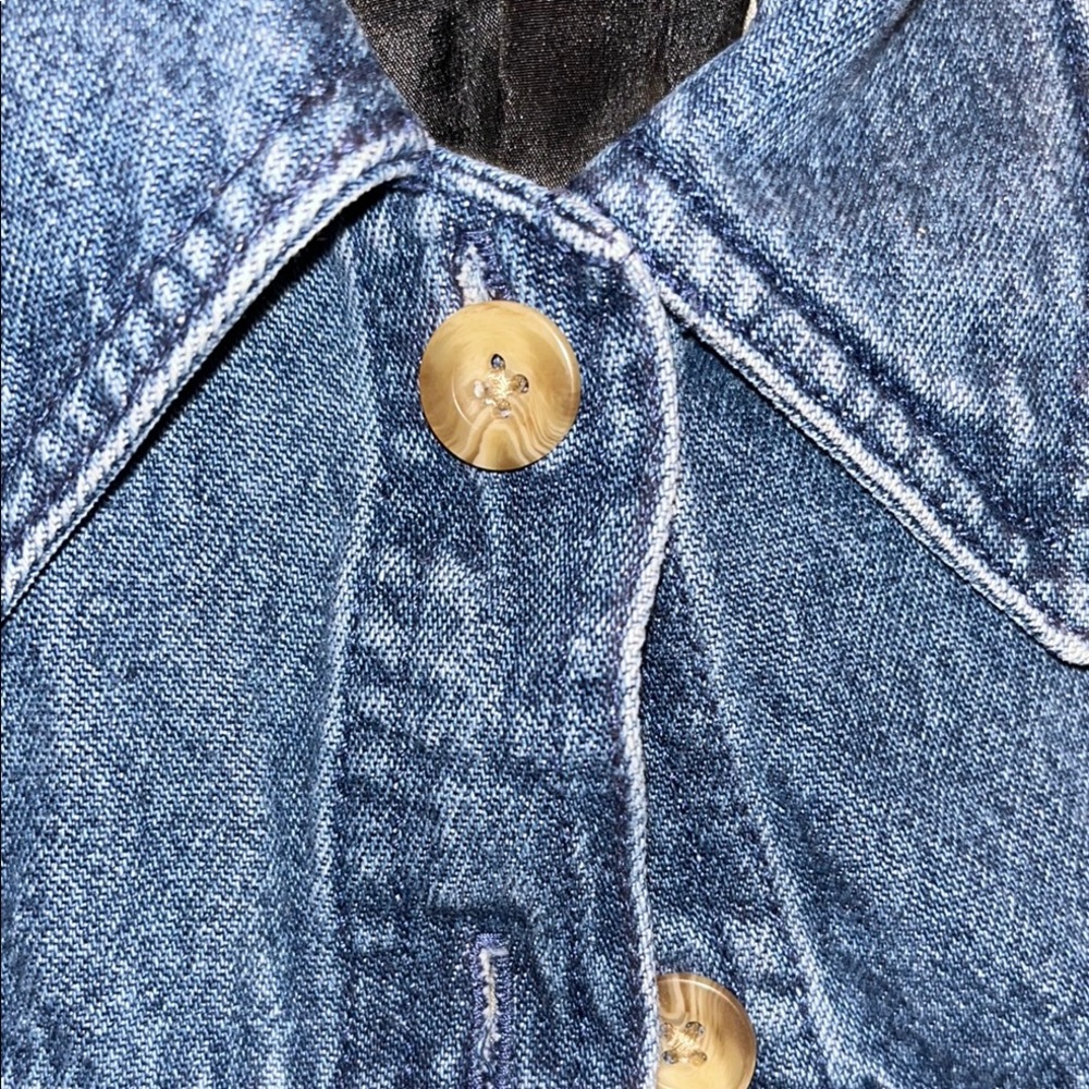 Dark Blue Denim Jacket - Classic Women's Coat - Picture 2 of 7